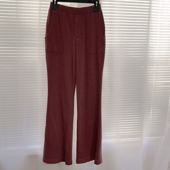 Free People S Babe I'm Yours Slim Fit Knit Cotton Flares Dried Currant Wine - Picture 6 of 13